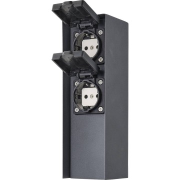 Antraciet buitenstopcontact rvs   stroomzuiltje met 2 stopcontacten 2