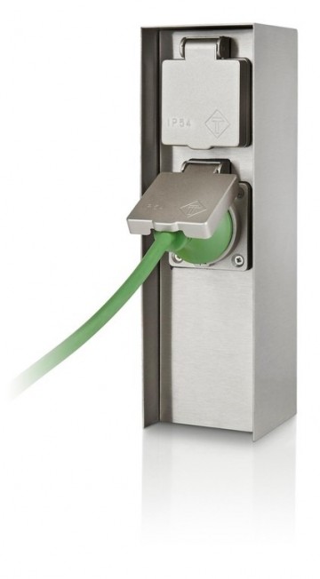 Buitenstopcontact rvs   stroomzuiltje met 2 stopcontacten  philips   my garden   rock 2