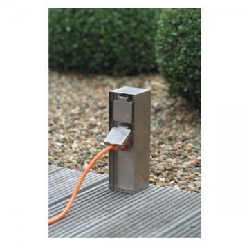 Buitenstopcontact rvs   stroomzuiltje met 2 stopcontacten  philips   my garden   rock 3