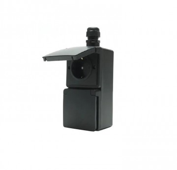 Dubbele wandcontactdoos   zwart   buiten   ip55   verticaal   niko hydro wcd   2   voudig randaarde   opbouw 2