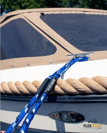 Flex rope blauw mix   flexibele landvast met lussen   aanmeren   afmeren   boot sloep plezierjacht   aanlegsteiger