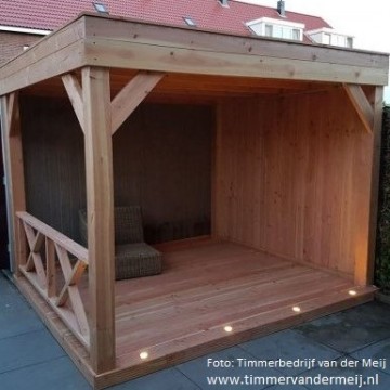 Inbouwspotjes overkapping veranda  tuinverlichting  vlonderterras  grondspotjes  spotjes in hardhouten vlonder