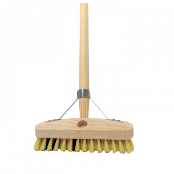 Luiwagen met steel   schrobborstel vlonder   vlonder reinigen   schoonmaken   groene aanslag verwijderen vlonderplanken   algen   vlonderterras