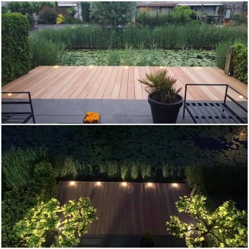 Opbouwspotjes set van 5   vlonder   steiger   verlichting   led   terras aan het water   vlonderspotjes   vlonderlampjes   vlonderterras