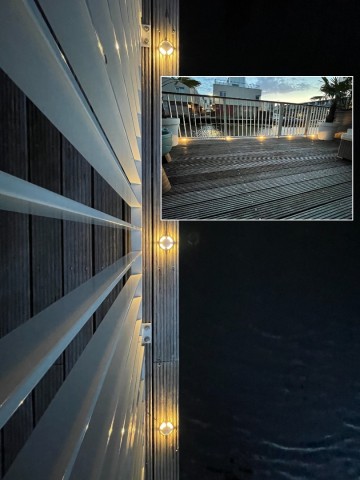 Opbouwspotjes set van 5   vlonder   steiger   verlichting   led   terras aan het water   vlonderspotjes   vlonderlampjes