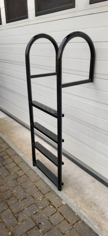 Rvs zwemtrap zwart   exclusief   steiger trap   zwem ladder   geborstelde buis   4 treden   beschoeiing   schoeiing   damwand