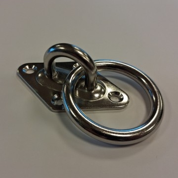 Rvs304 ruitplaat met oog en ring   mastoog met ring   afmeerring   steigerring   rvs ring   bolder kikker steiger