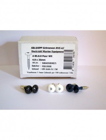 Schroeven tbv bevestiging steiger stootranden wit zwart blauw