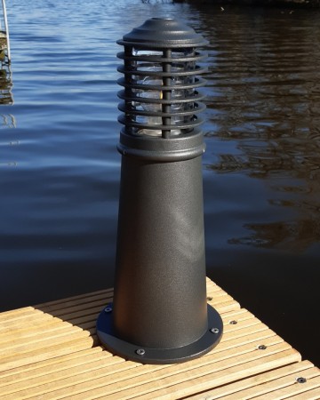 Steigerlamp 1   aluminium antaciet gepoedercoat   nautische steiger verlichting   hoog armatuur 220 of 12 volt