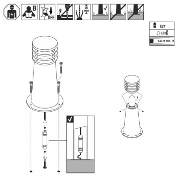 Steigerlamp 11   roestig staal   installatiehandleiding   padverlichting   led   40cm   slv   vuurtoren   1xe27
