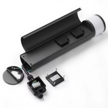 Steigerlamp 2   aluminium grafiet   met 2 stopcontacten   tuinlamp   tuinverlichting   luxe tuin verlichting   details