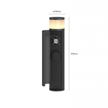 Steigerlamp 2   aluminium grafiet   met 2 stopcontacten   tuinlamp   tuinverlichting   luxe tuin verlichting   maten