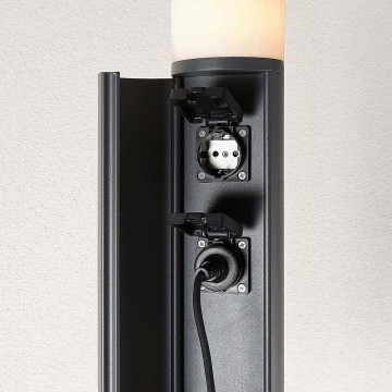 Steigerlamp 2   aluminium grafiet   met 2 stopcontacten   tuinlamp   tuinverlichting   luxe tuin verlichting   open