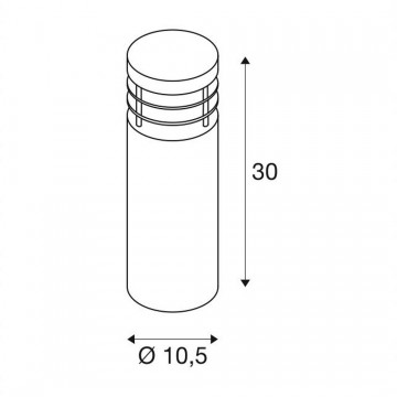 Steigerlamp 8    laag rvs   maattekening