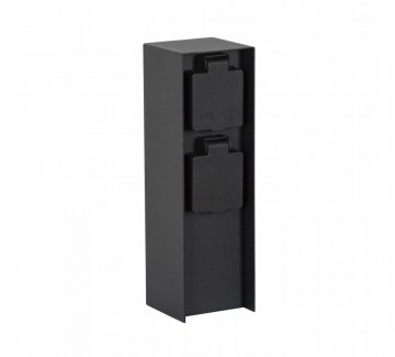 Zwart buitenstopcontact rvs   stroomzuiltje met 2 stopcontacten 1