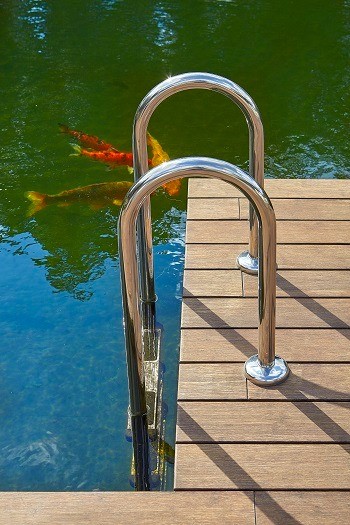 Zwemtrap rvs   3 of 4 of 5 treden   steiger beschoeiing vlonder zwembad zwemvijver 2